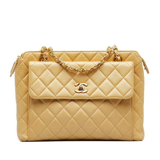 Chanel Caviar Front Pocket Shoulder Bag (SHG-pwata3)