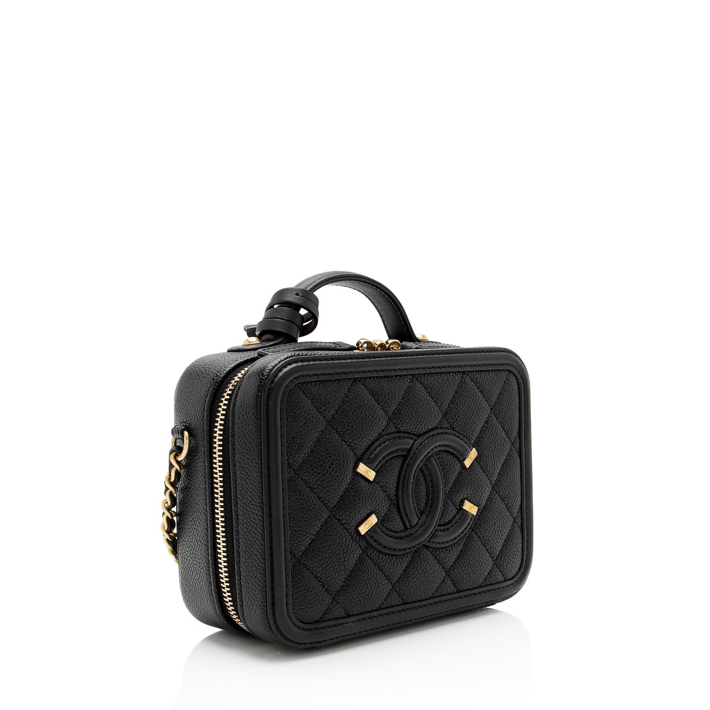 Chanel Caviar Leather CC Filigree Small Vanity Case (SHF-0Nks5y)
