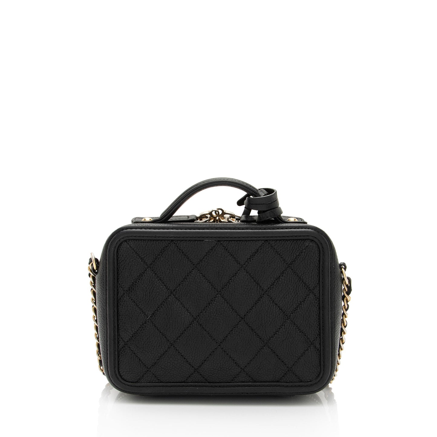 Chanel Caviar Leather CC Filigree Small Vanity Case (SHF-cBEpCt)