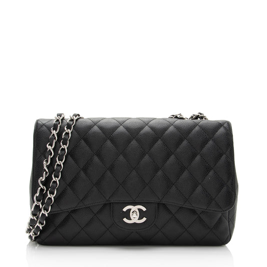 Chanel Caviar Leather Classic Jumbo Single Flap Bag (SHF-TAC3Im)