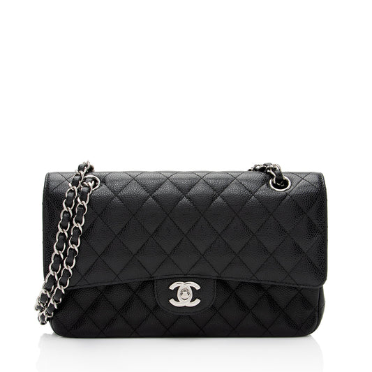 Chanel Caviar Leather Classic Medium Double Flap Bag (SHF-9ANmGR)