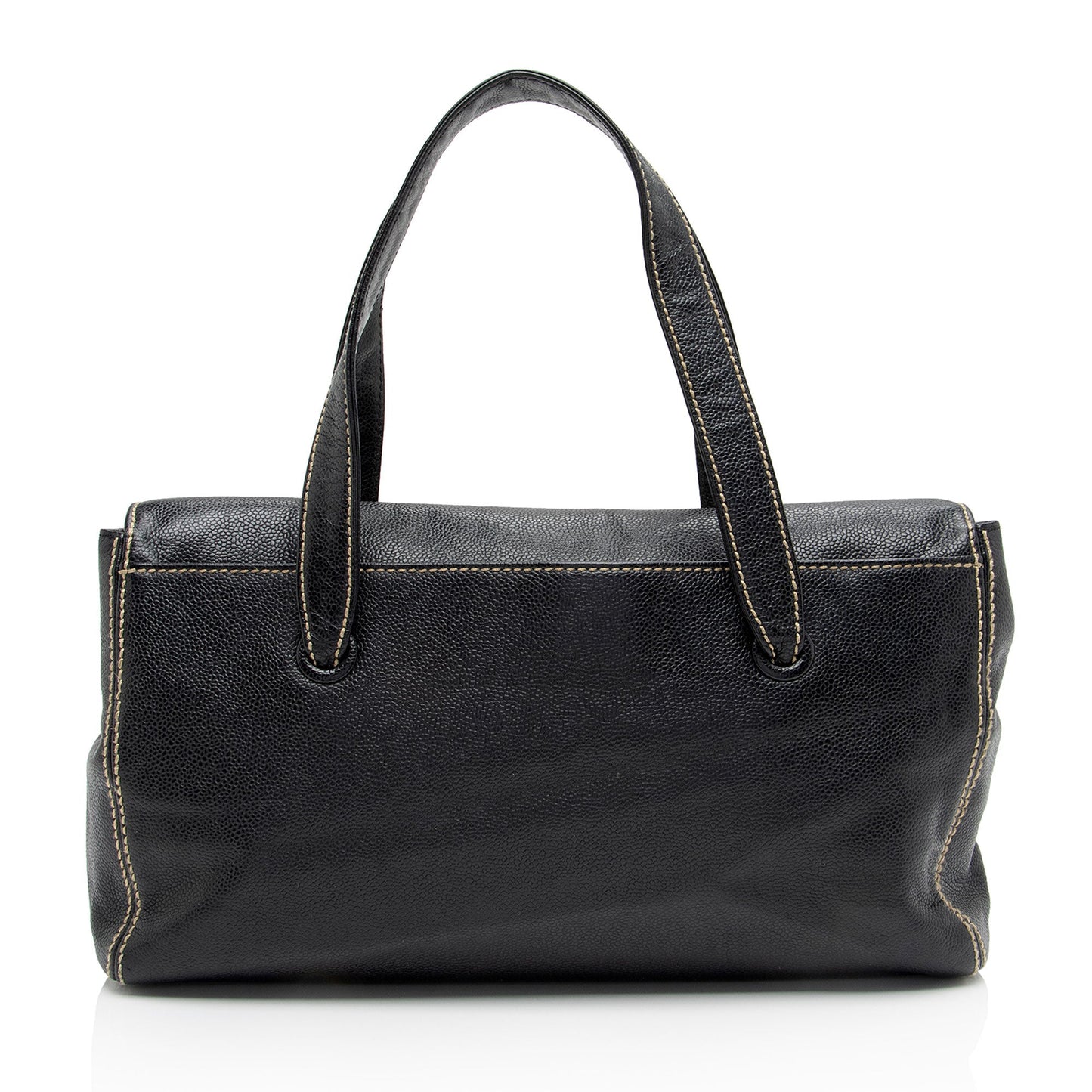 Chanel Caviar Leather Stitched CC Flap Satchel (SHF-ewpcah)