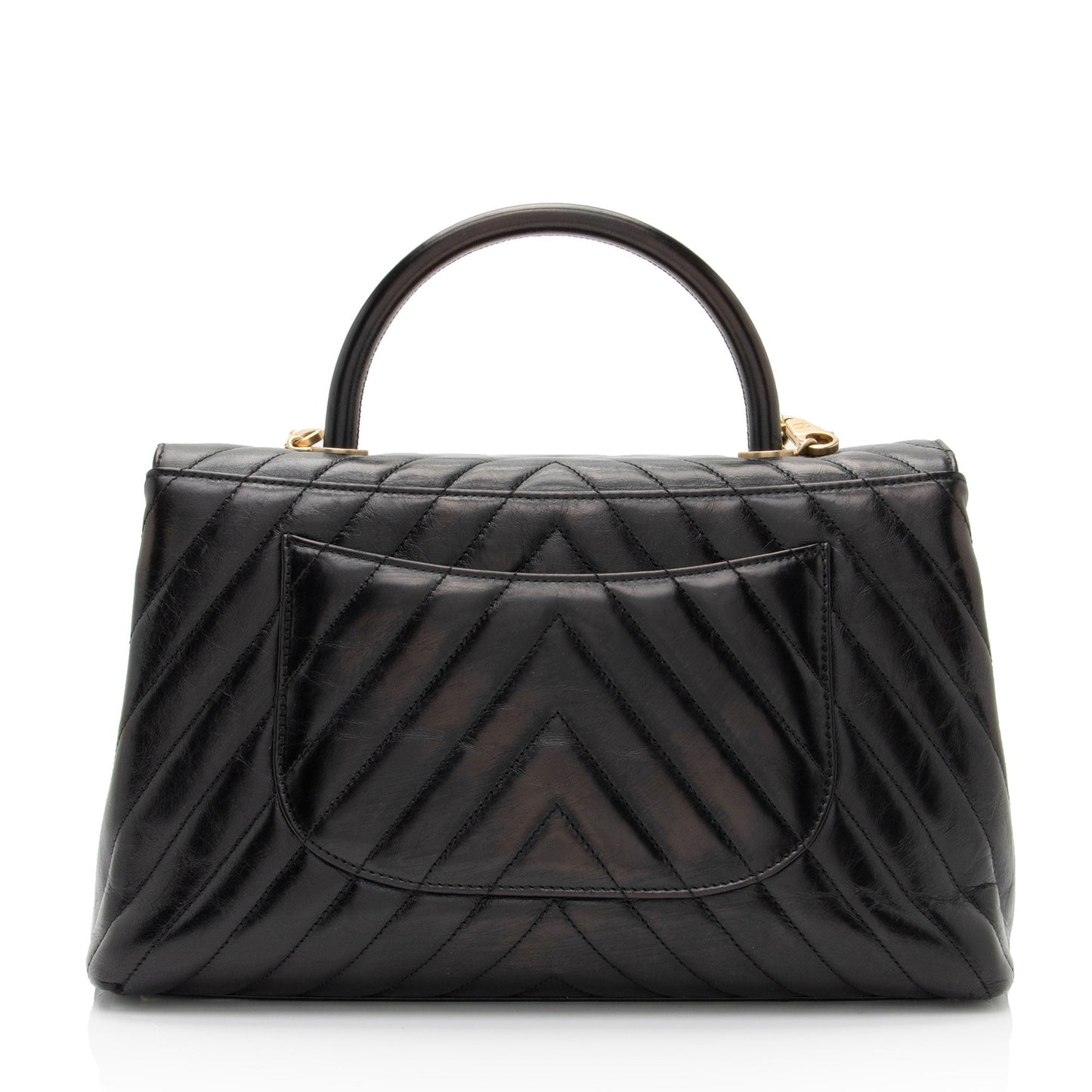 Chanel Chevron Calfskin Coco Top Handle Medium Flap Bag (SHF-ZMgzVP)