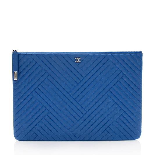 Chanel Chevron Lambskin Large O-Case (SHF-xDcooa)