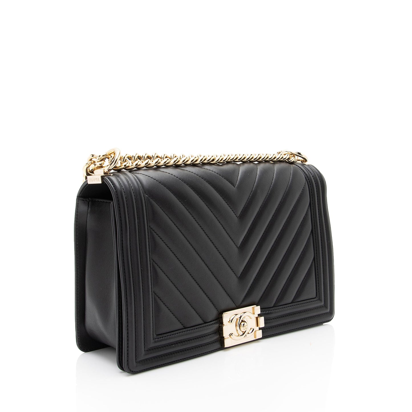 Chanel Chevron Lambskin New Medium Boy Bag (SHF-KOMM25)