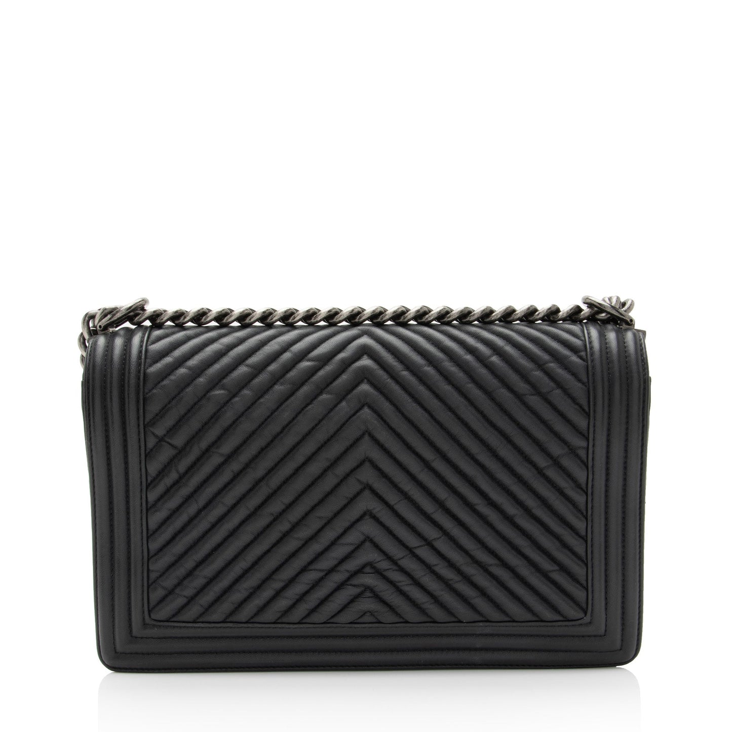 Chanel Chevron Wrinkled Lambskin New Medium Boy Bag (SHF-rjzaUj)