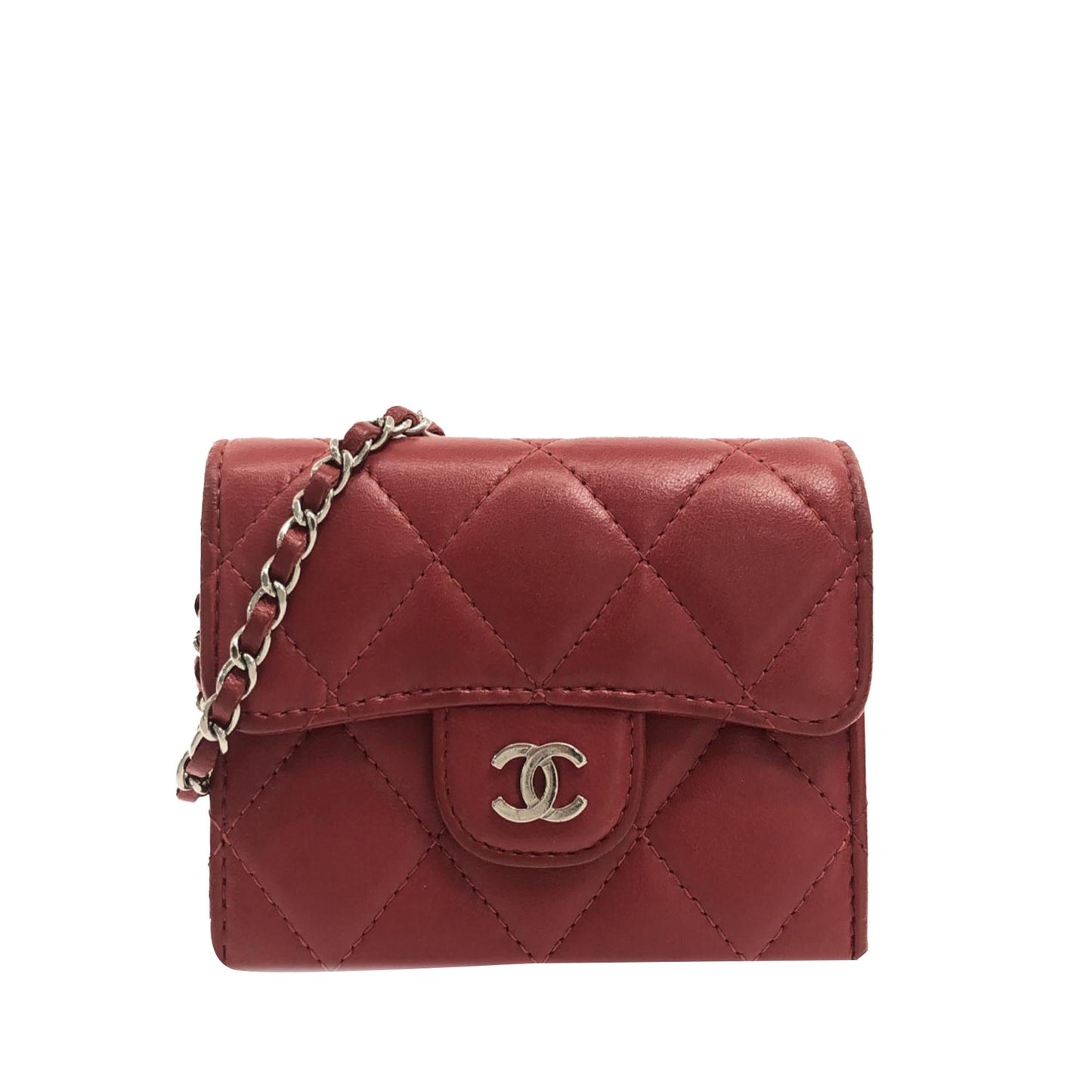 Chanel Classic Flap Lambskin Card Holder on Chain (SHG-Qf5Igv)