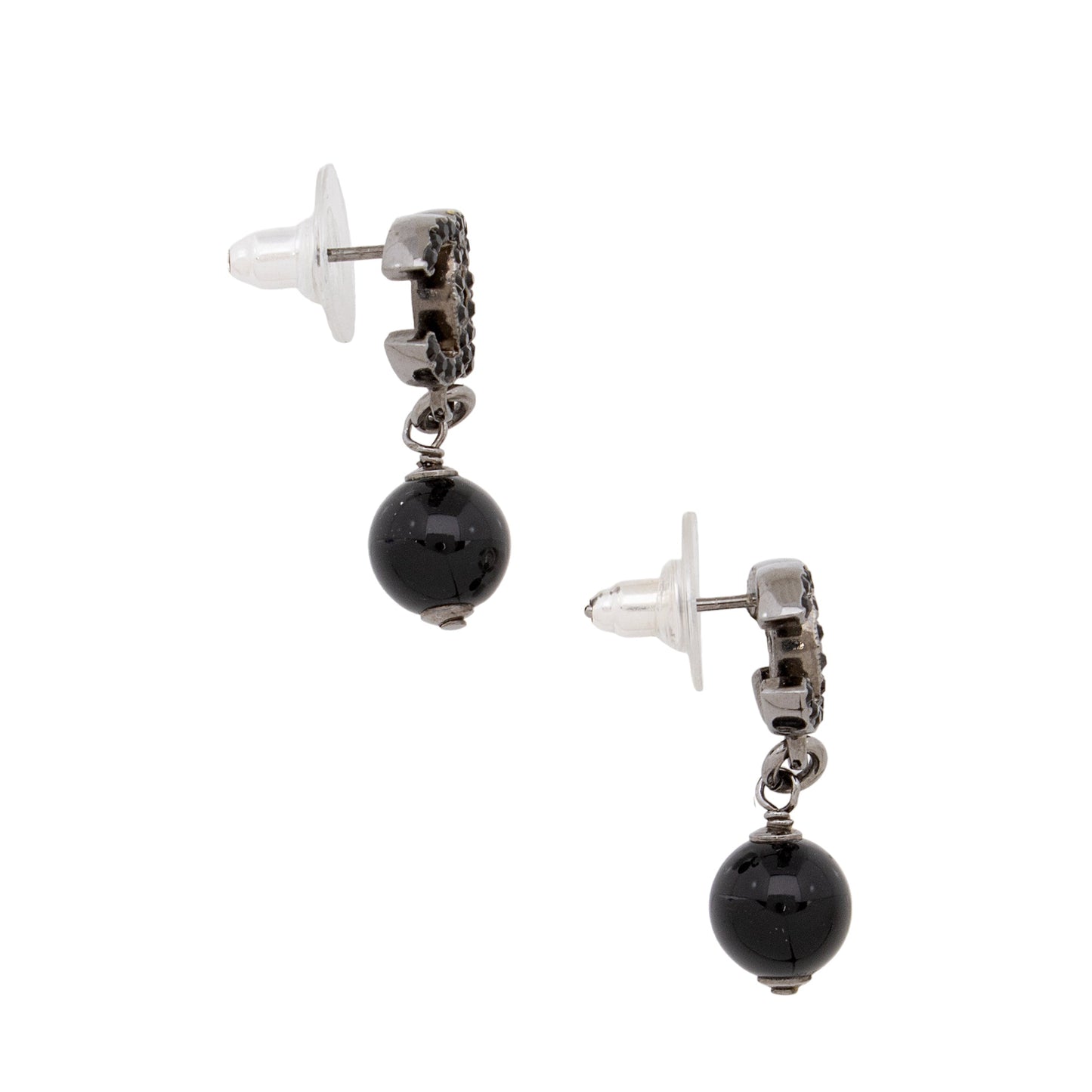 Chanel Crystal CC Bead Drop Earrings (SHF-UM6W64)