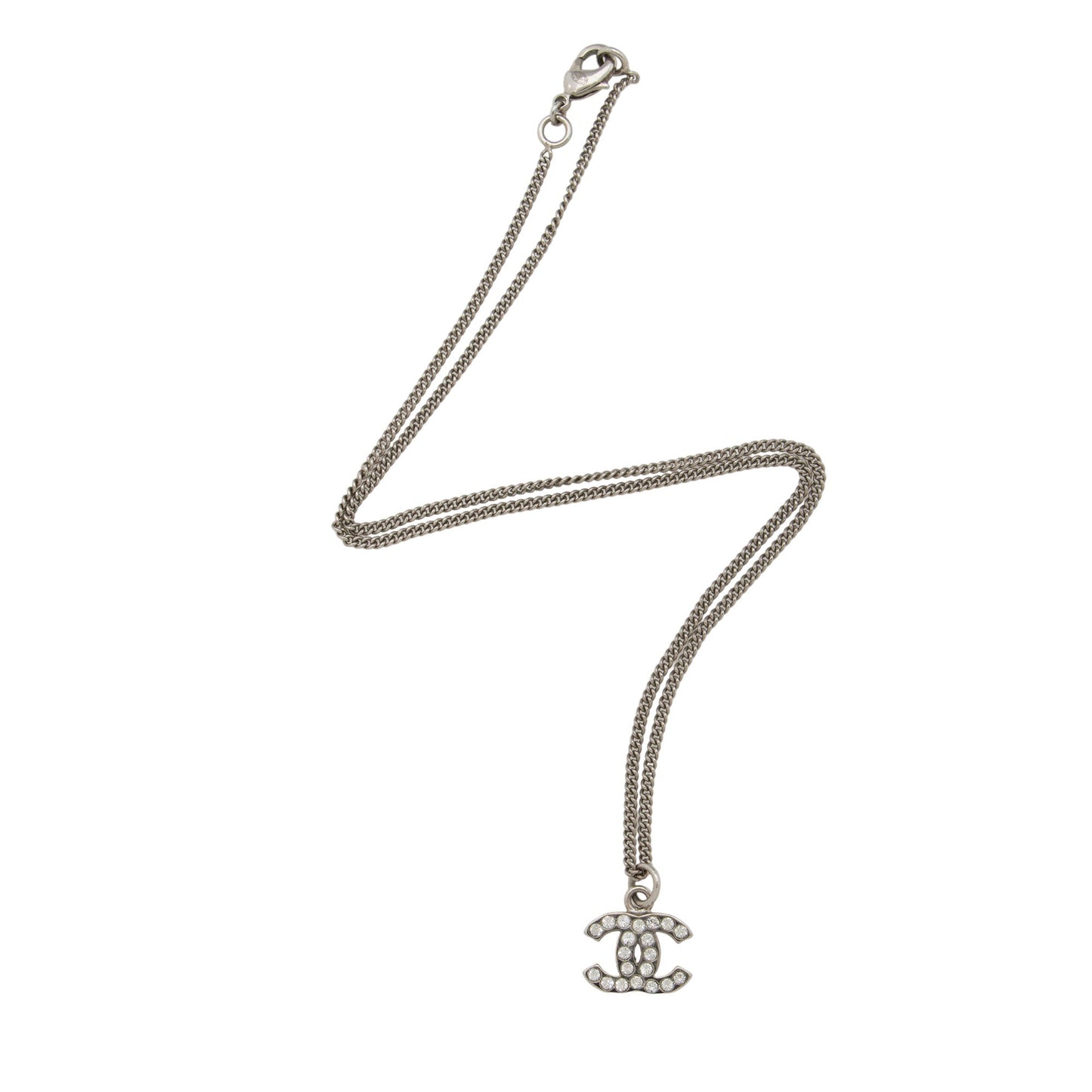 Chanel Crystal CC Pendant Necklace (SHF-WHgrmS)