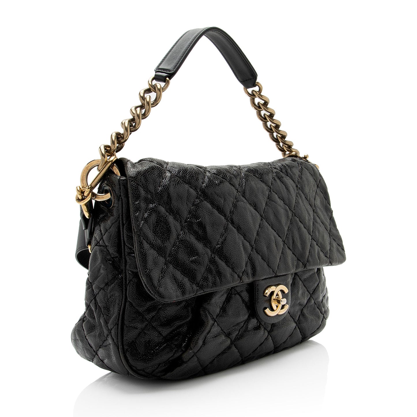 Chanel Glazed Caviar Coco Pleats Messenger Bag (SHF-KGhO50)