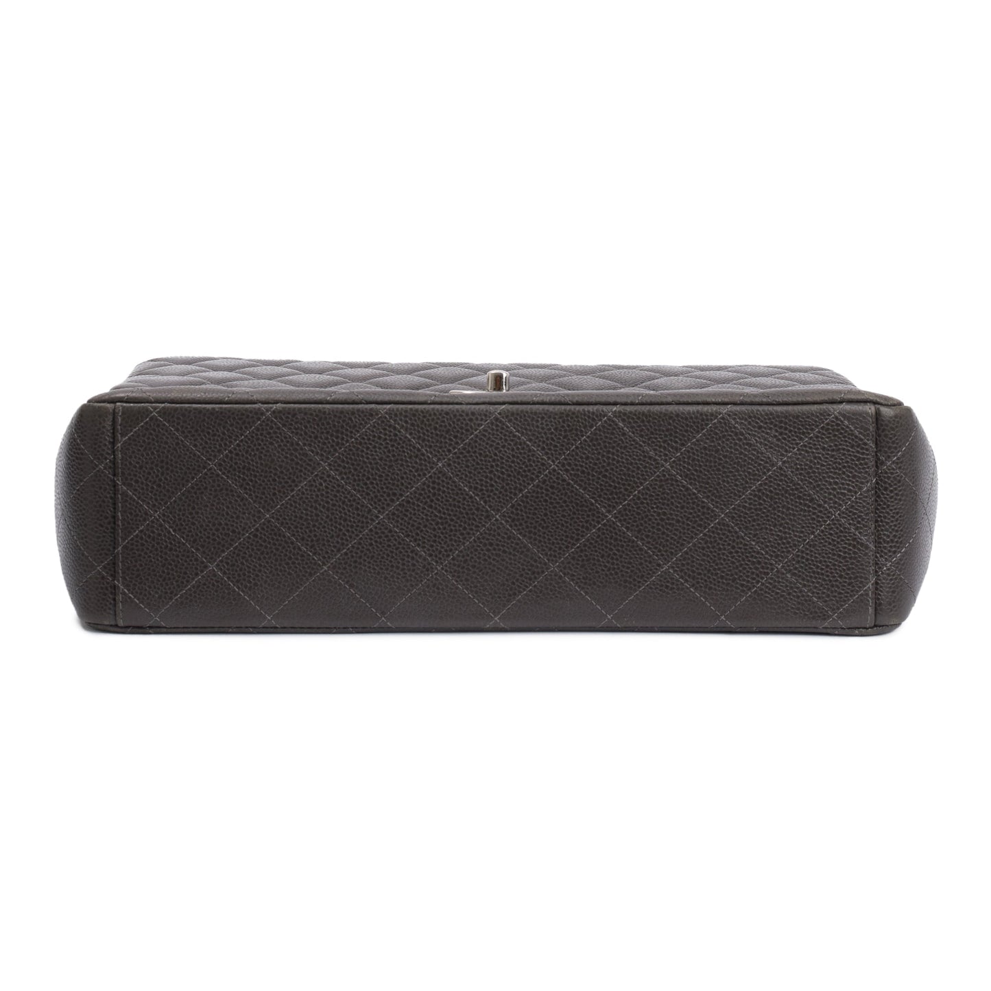 Chanel Grey Quilted Caviar Leather Classic Maxi Double Flap Bag w/ Authenticity Card