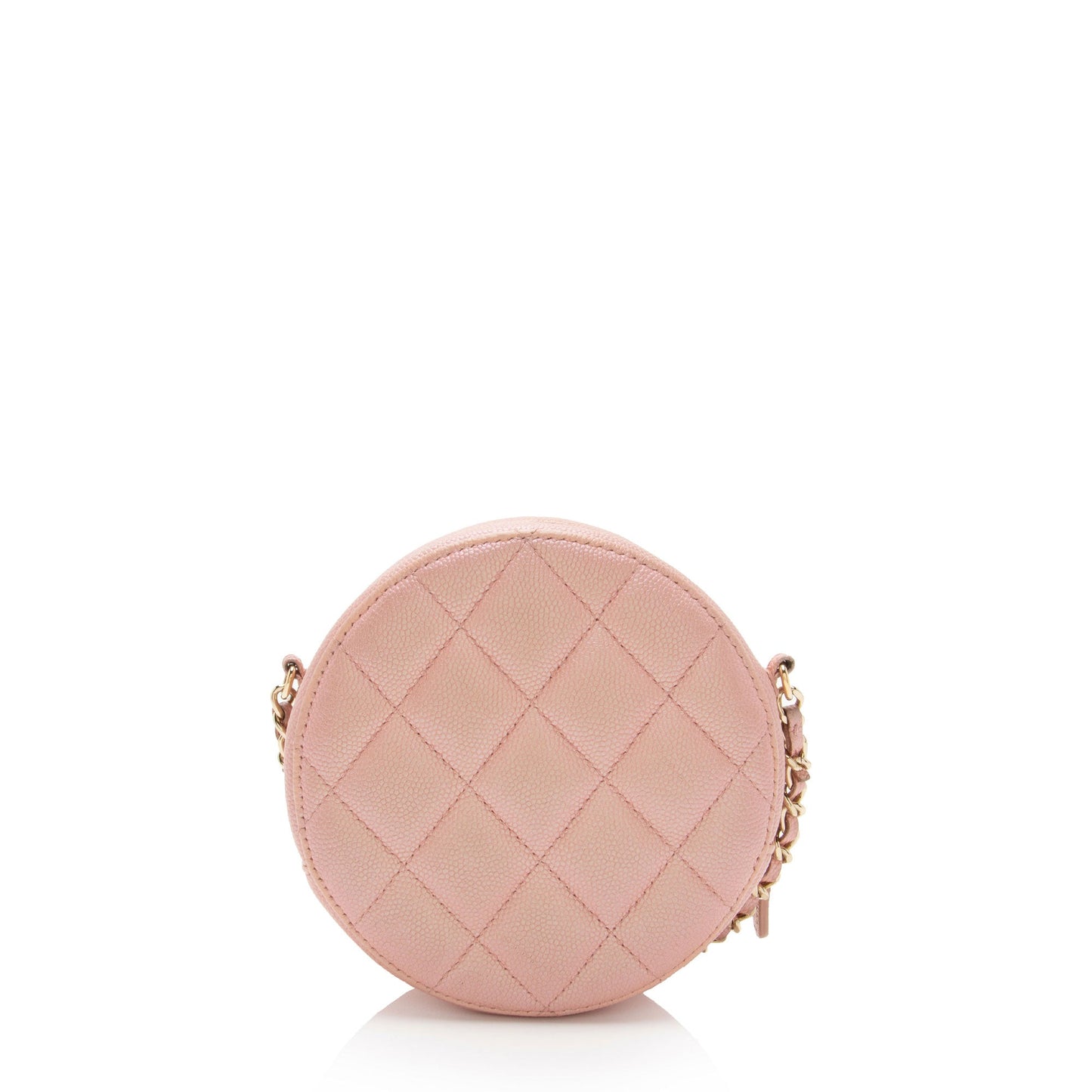 Chanel Iridescent Caviar Leather Mother of Pearl CC Round Clutch with Chain (SHF-YKChQe)