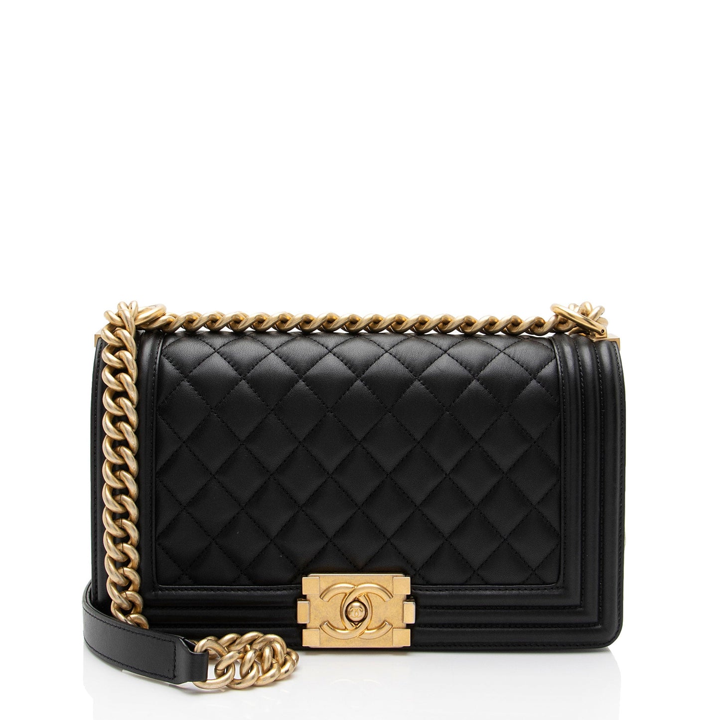Chanel Lambskin Old Medium Boy Bag (SHF-QJr6Pf)