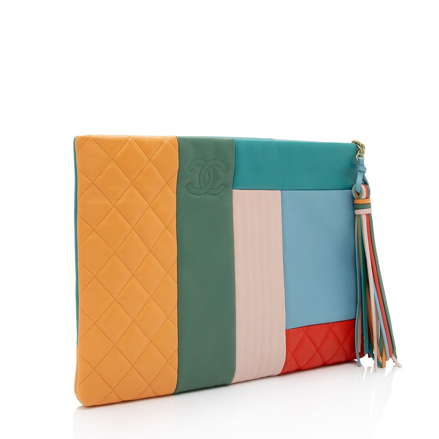 Chanel Lambskin Patchwork CC Large Pouch (SHF-2gEPBn)