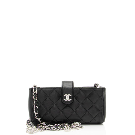 Chanel Lambskin Valentine Charms Mini Phone Holder Crossbody (SHF-LaTesi)