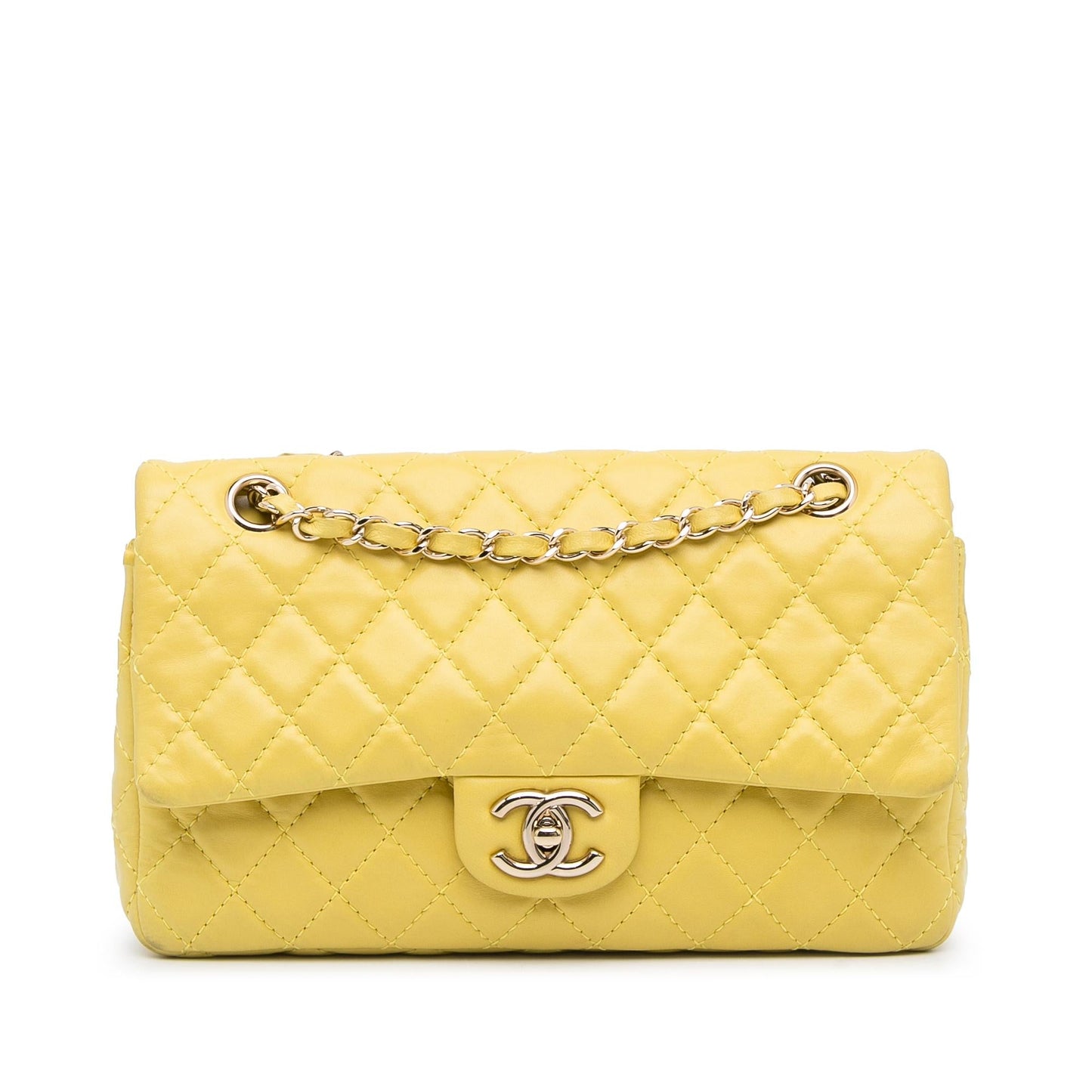 Chanel Medium Classic Double Stitch Calfskin Double Flap (SHG-Y92L3n)