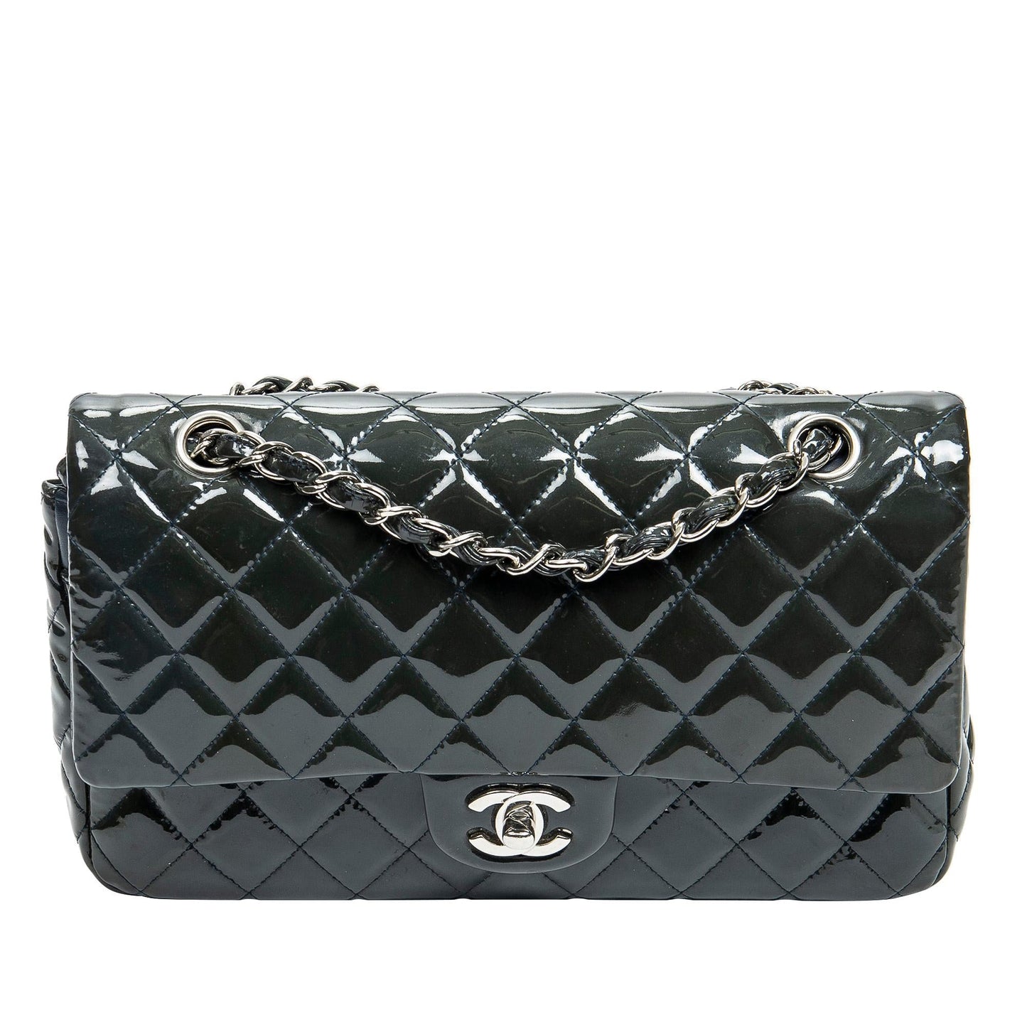 Chanel Medium Classic Patent Double Flap (SHG-hKrGfi)