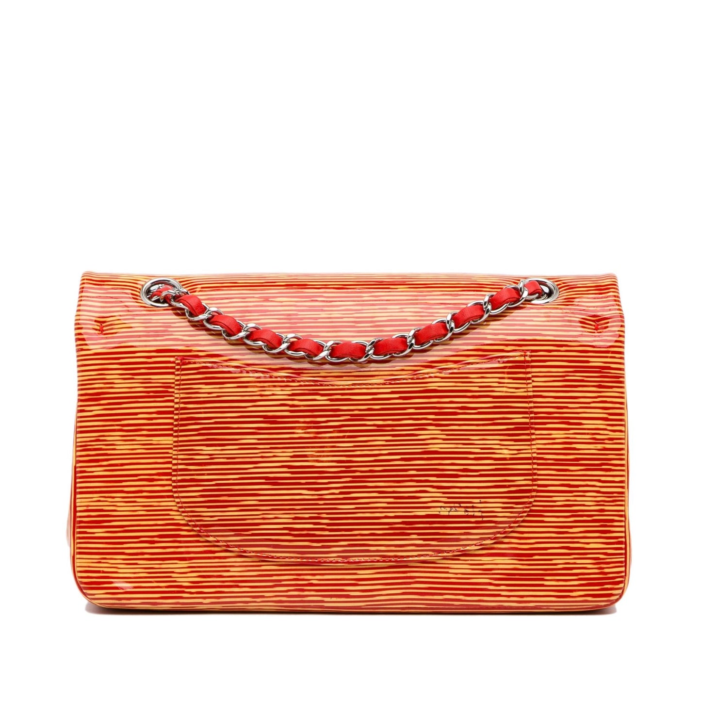 Chanel Medium Classic Striped Patent Double Flap (SHG-9oaXcP)