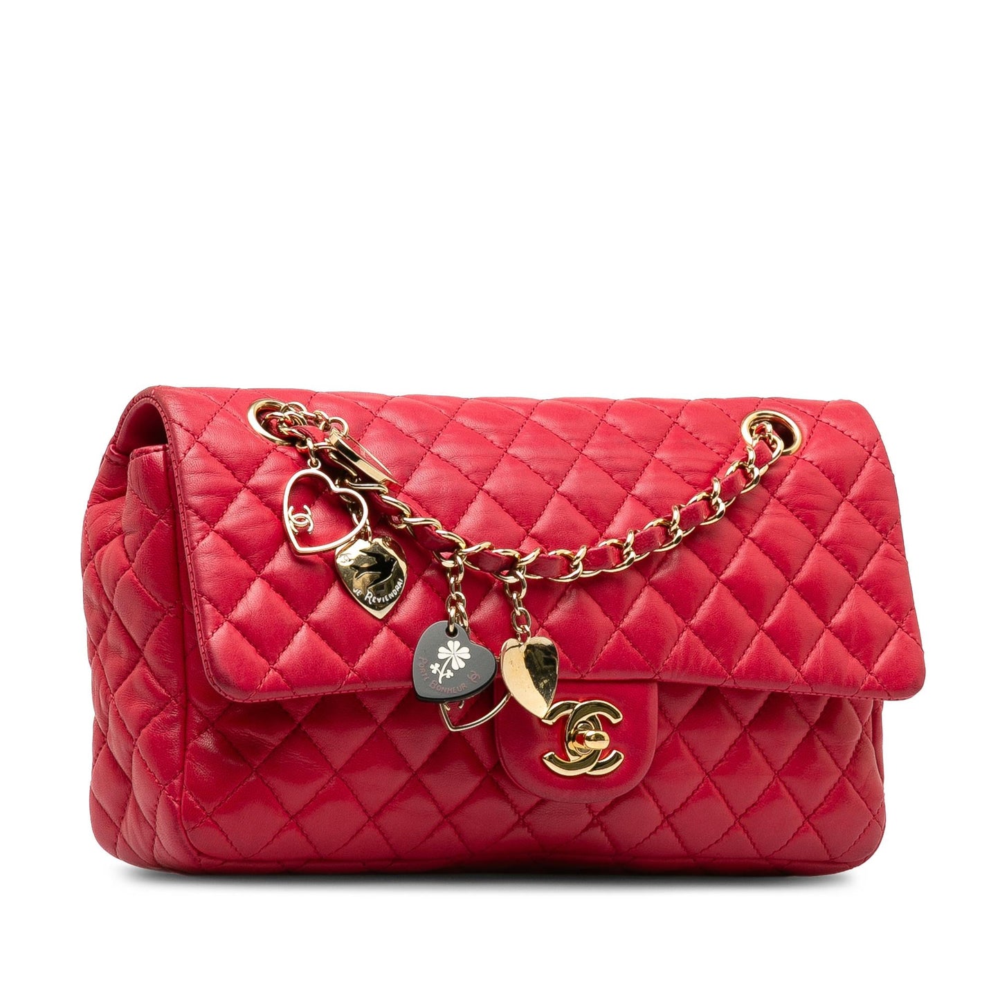 Chanel Medium Lambskin Valentine Heart Charms Single Flap (SHG-daODEP)