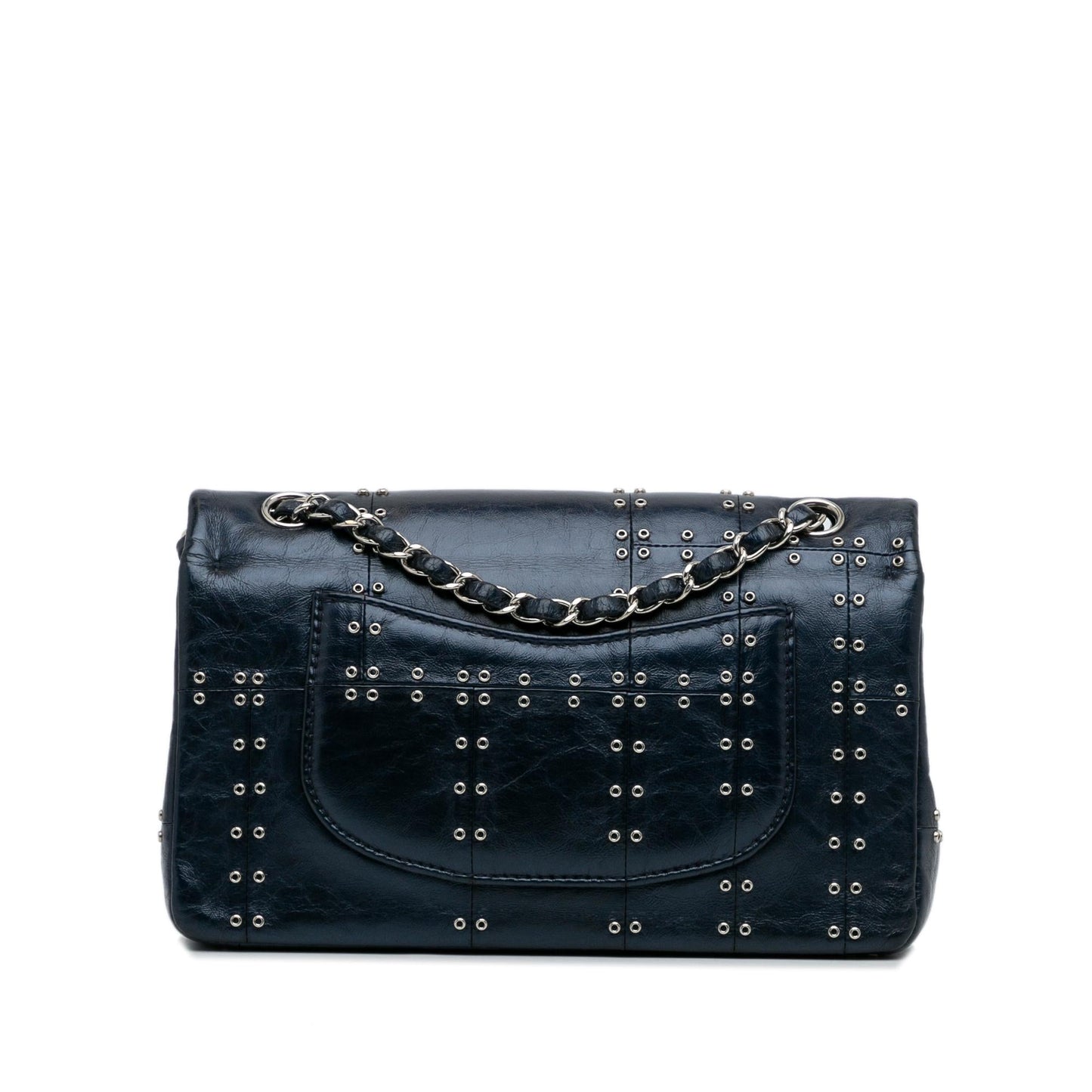 Chanel Medium Studded Leather Airlines Double Flap (SHG-MHpqyU)