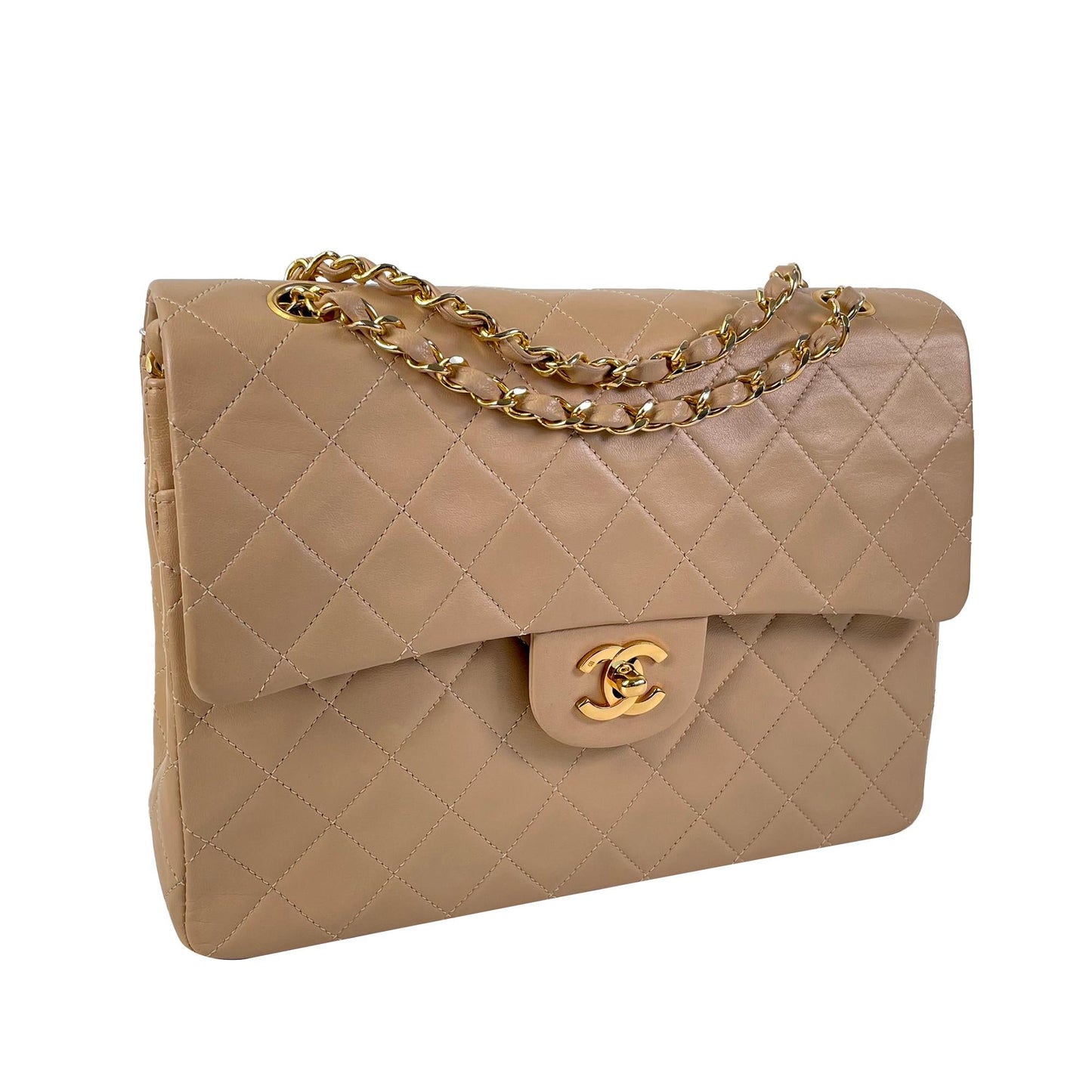 Chanel Medium Tall Classic Lambskin Double Flap (SHG-zWn37H)