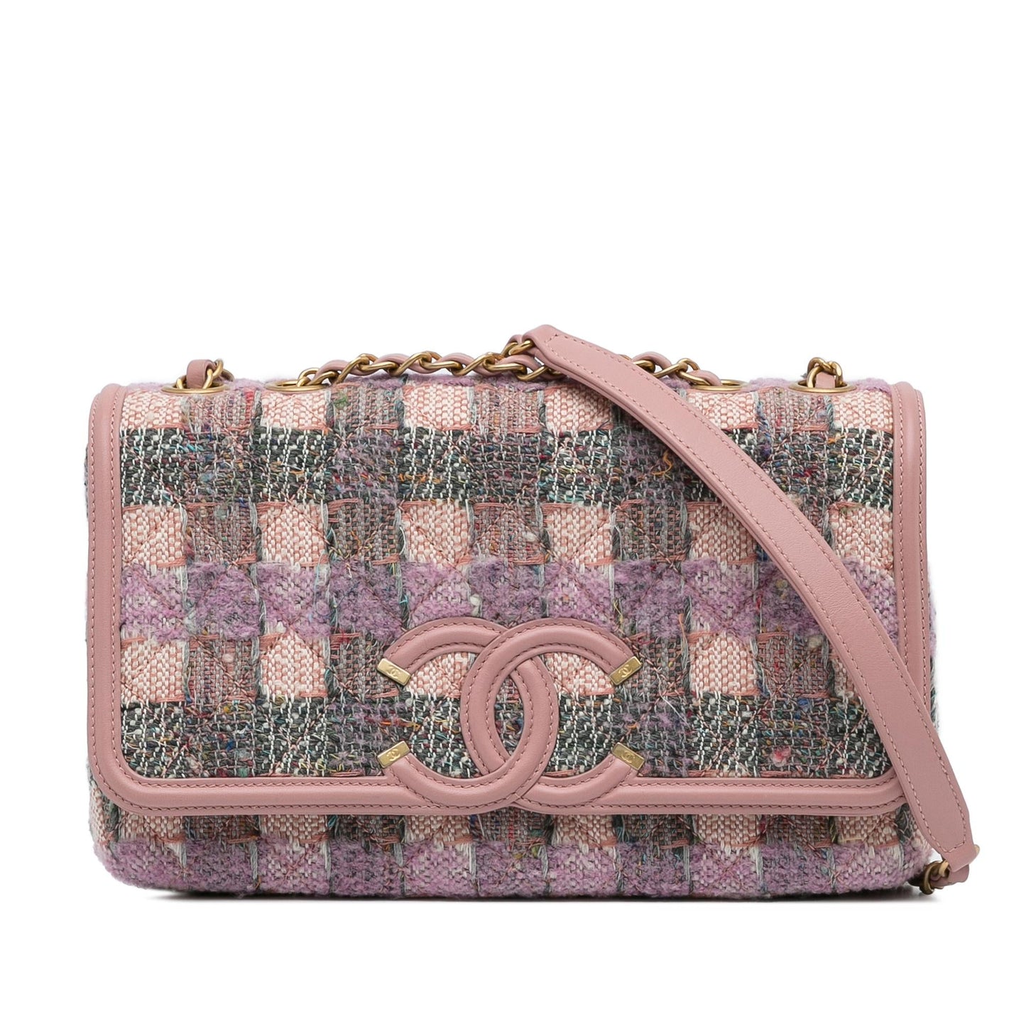Chanel Medium Tweed Filigree Flap (SHG-AvwlCp)
