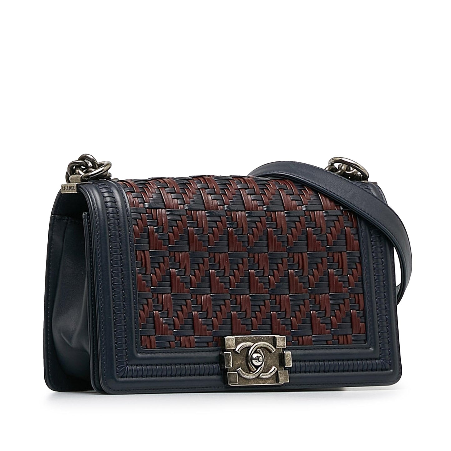 Chanel Medium Woven Lambskin Boy Flap (SHG-FyfyN3)