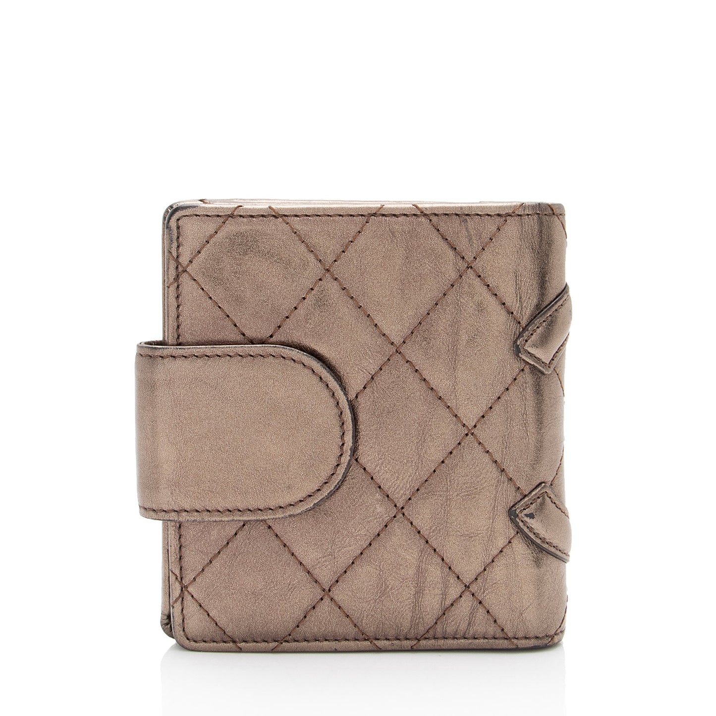 Chanel Metallic Lambskin Ligne Cambon French Purse Wallet (SHF-7hjblw)