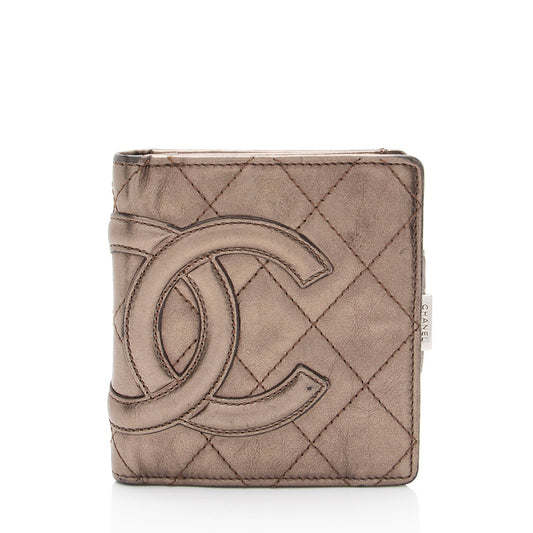 Chanel Metallic Lambskin Ligne Cambon French Purse Wallet (SHF-7hjblw)
