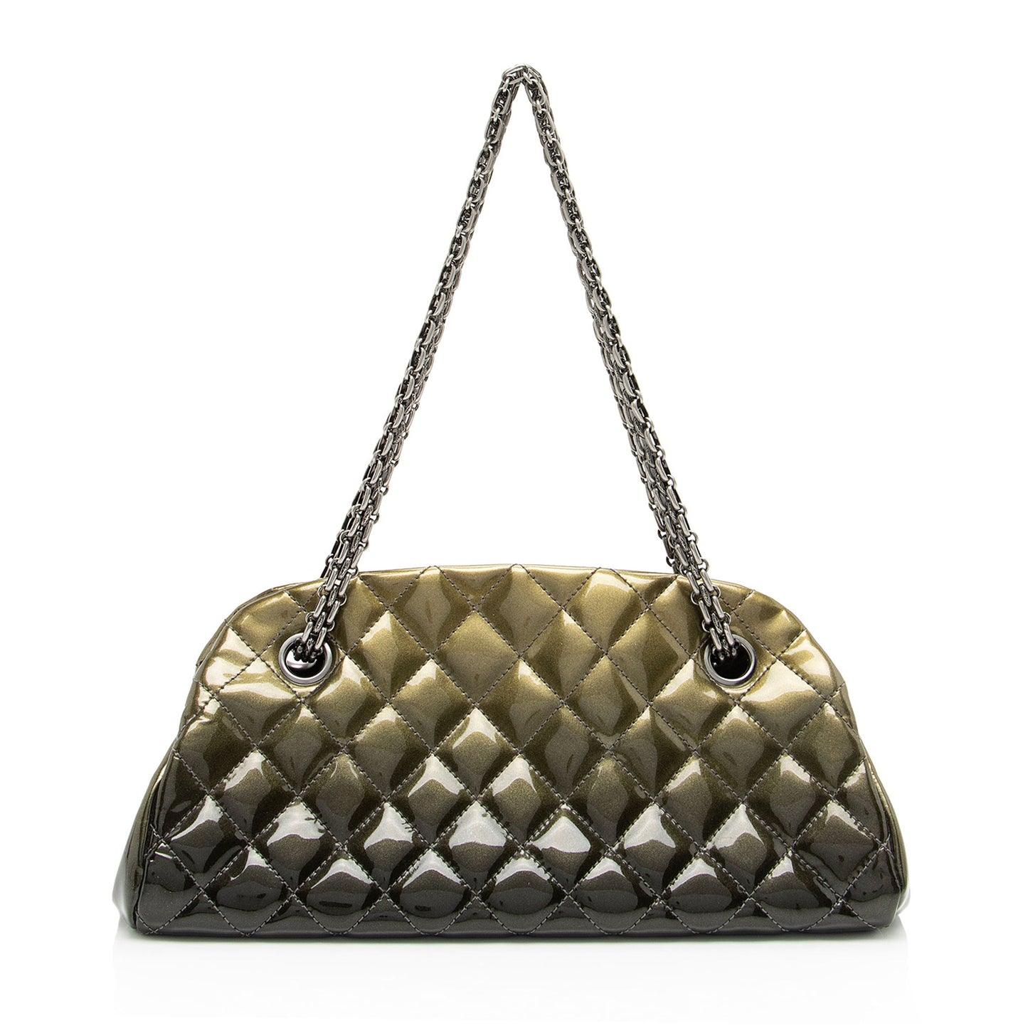 Chanel Metallic Patent Leather Just Mademoiselle Bowler Bag (SHF-9cE7hE)
