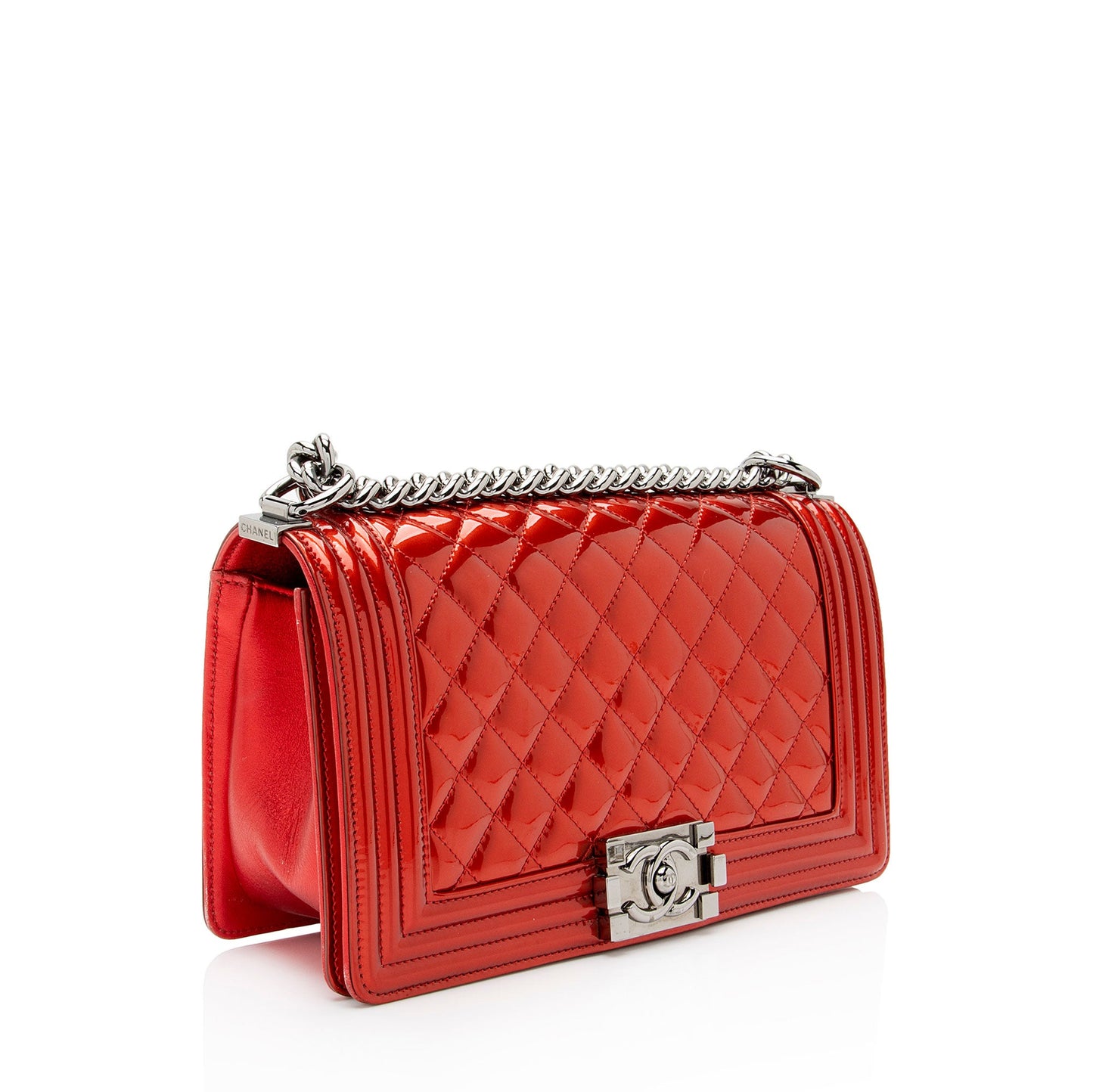 Chanel Metallic Patent Leather Old Medium Boy Bag (SHF-Gxw2JA)