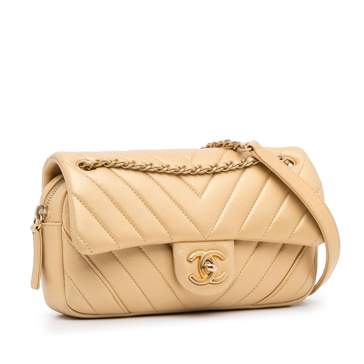 Chanel Mini CC Flap Chevron Leather Crossbody Bag (SHG-loW9EK)