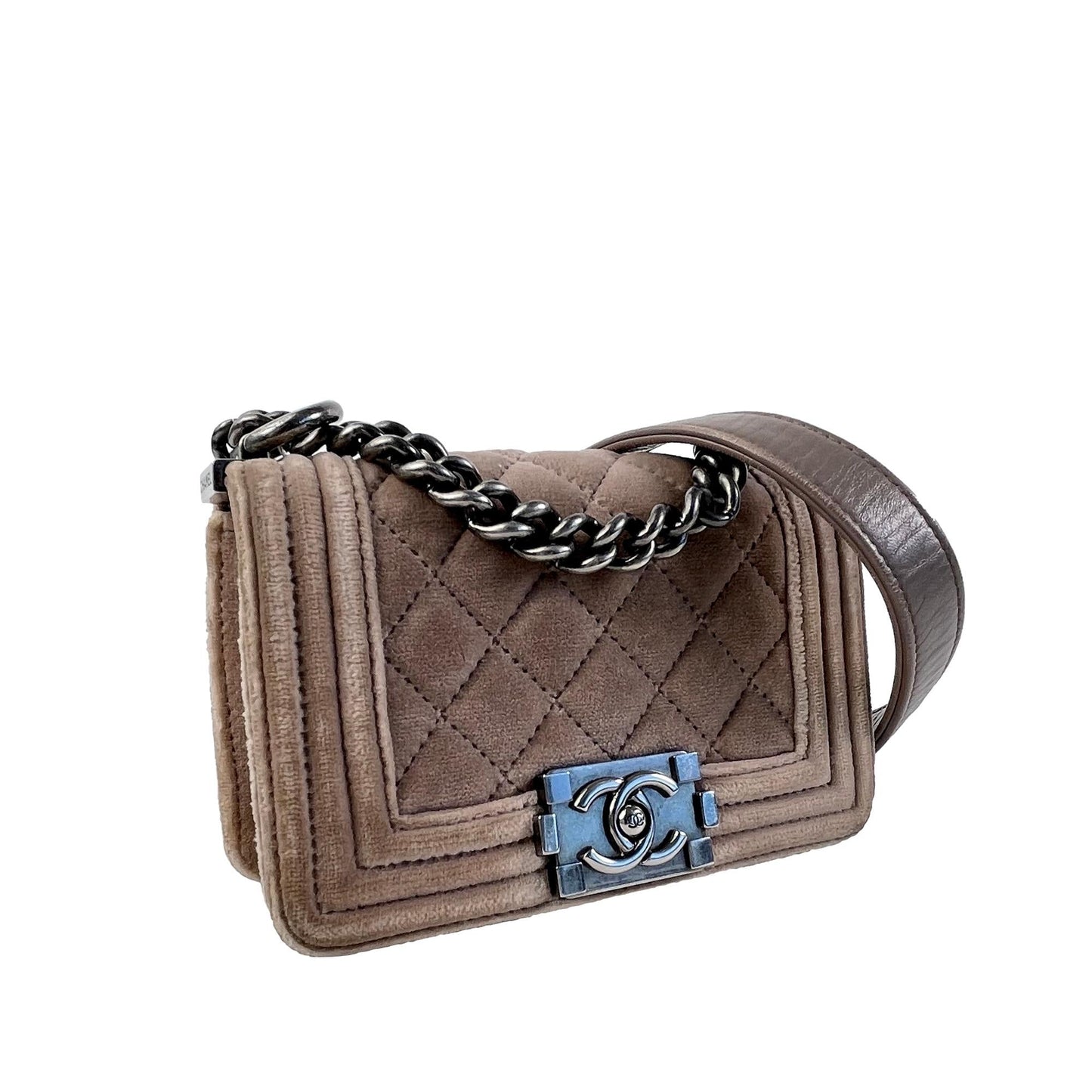 Chanel Mini Velvet Boy Flap Bag (SHG-42MkBL)