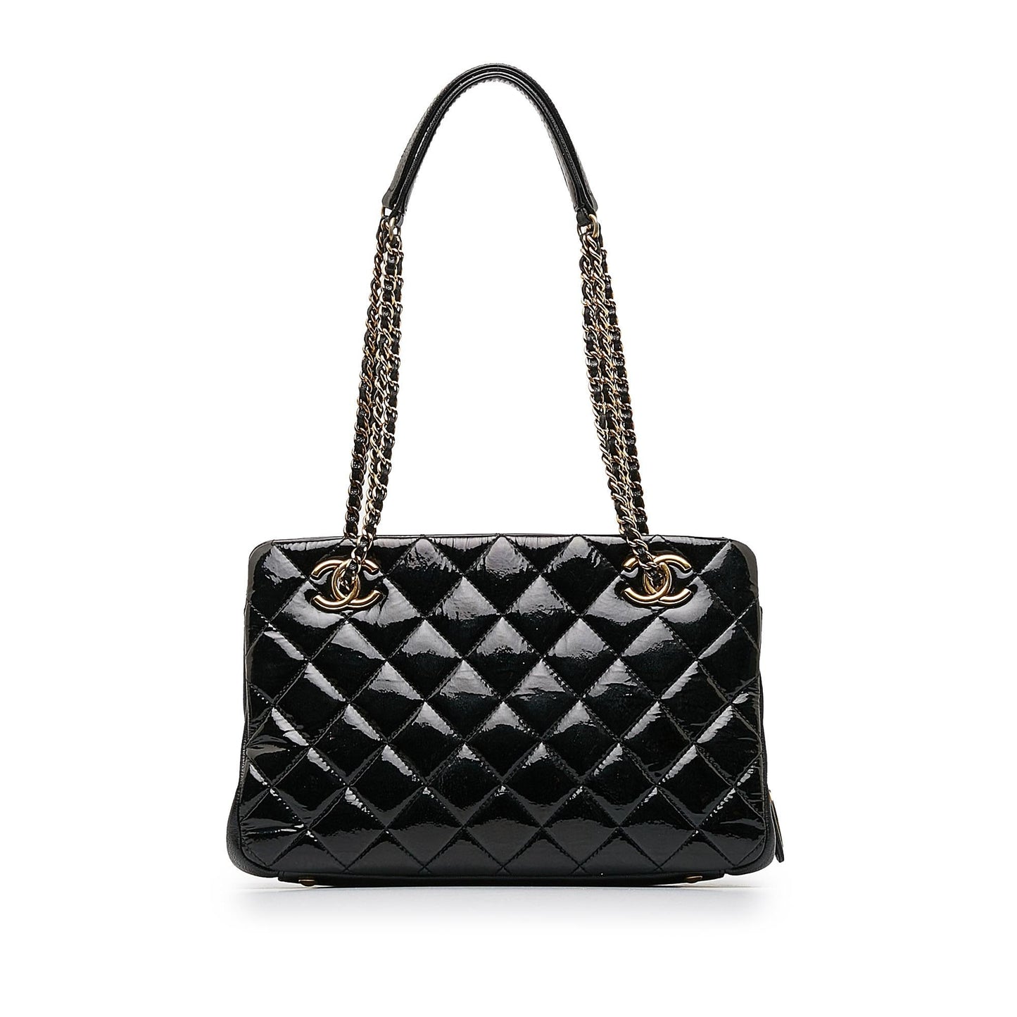 Chanel Patent Goatskin Paris Salzburg CC Eyelet Shoulder Bag (SHG-OuWTBq)