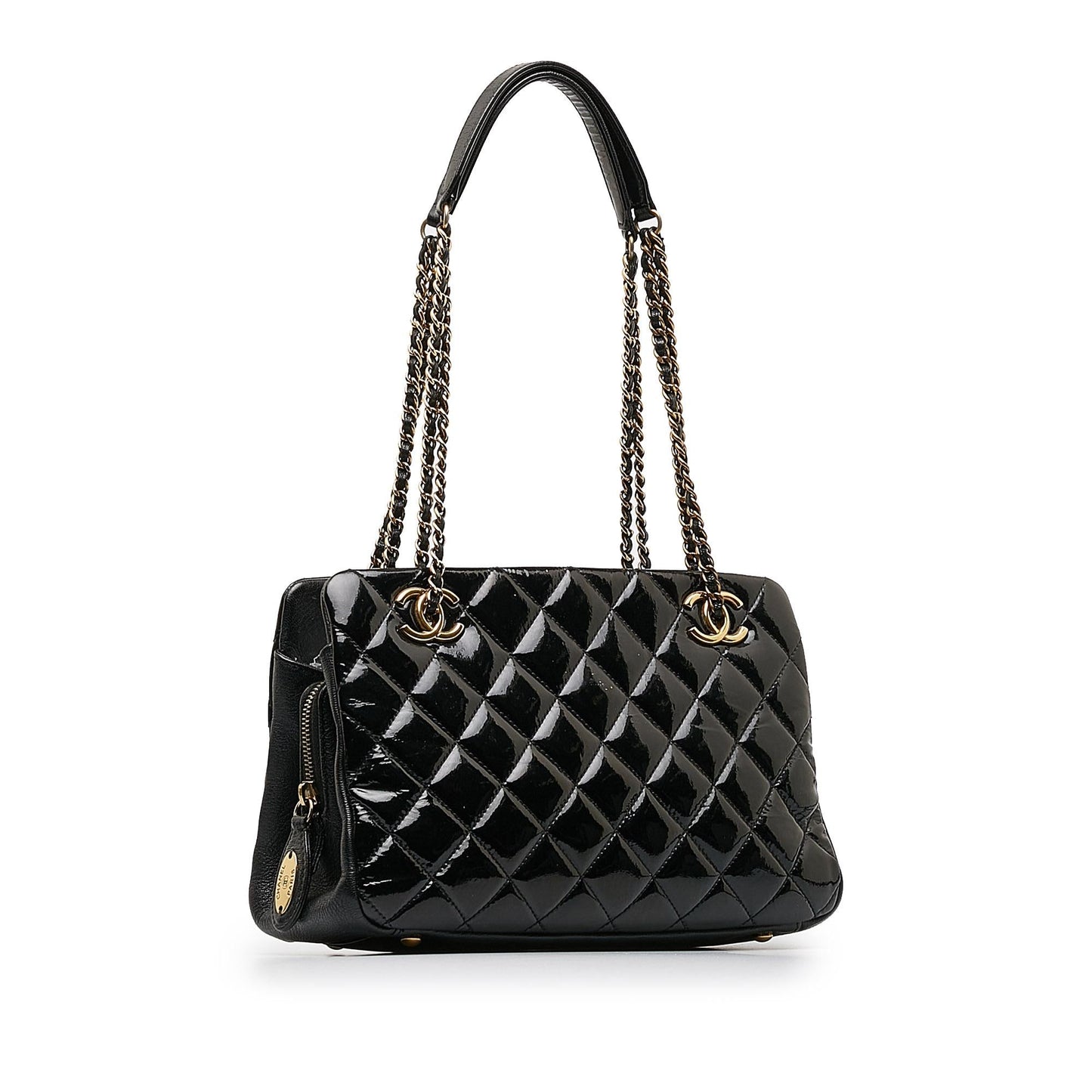 Chanel Patent Goatskin Paris Salzburg CC Eyelet Shoulder Bag (SHG-OuWTBq)