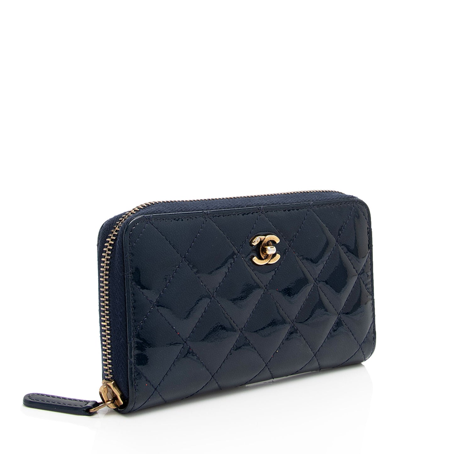 Chanel Patent Leather CC Zip Around Small Wallet (SHF-WiZA9X)