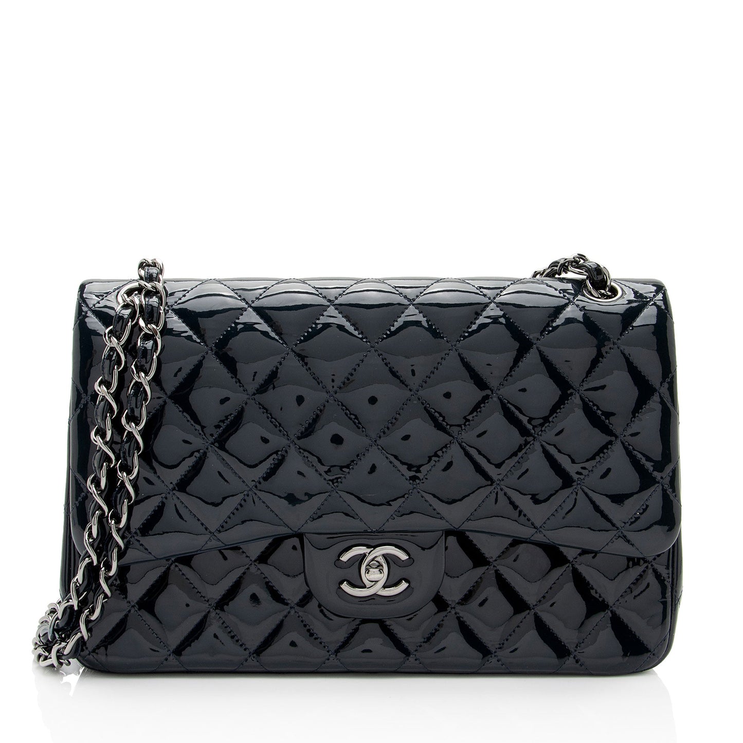 Chanel Patent Leather Classic Jumbo Double Flap Bag (SHF-Ye66Rb)