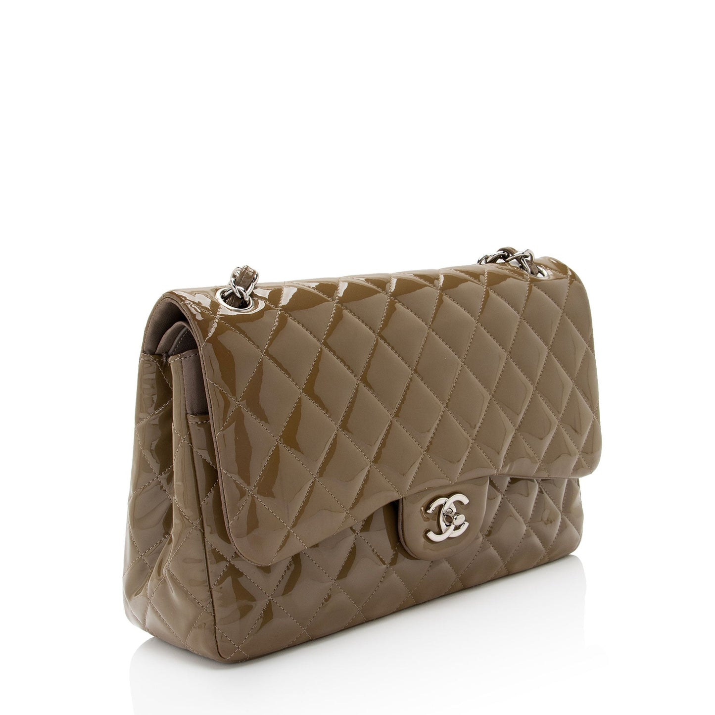 Chanel Patent Leather Classic Jumbo Double Flap Bag (SHF-jE6UCt)