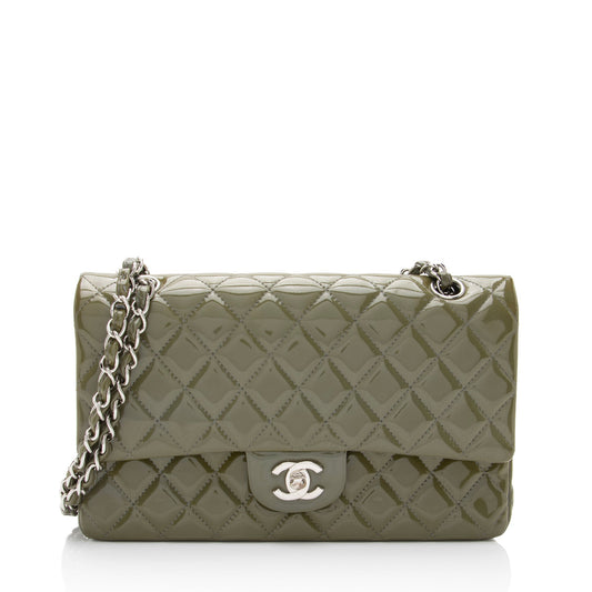 Chanel Patent Leather Classic Medium Double Flap Bag (SHF-yY0DZr)