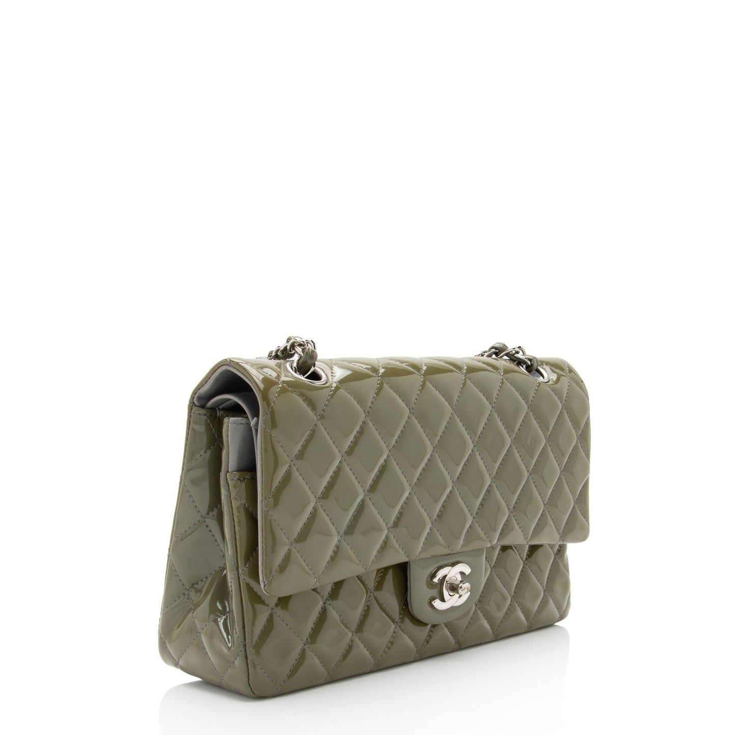 Chanel Patent Leather Classic Medium Double Flap Bag (SHF-yY0DZr)