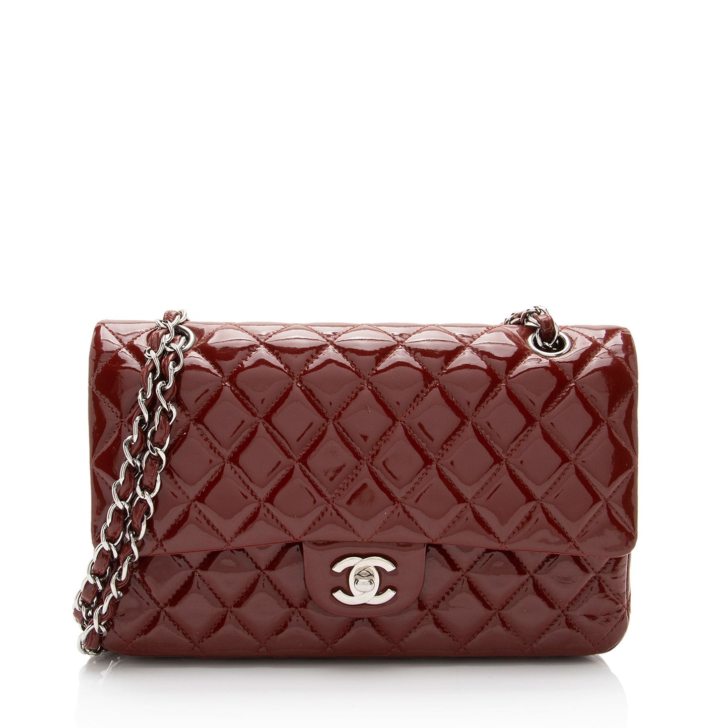 Chanel Patent Leather Classic Medium Double Flap Bag (SHF-BwsnL1)