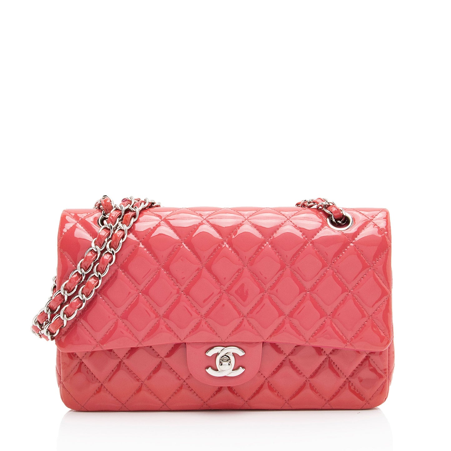 Chanel Patent Leather Classic Medium Double Flap Bag (SHF-4dhv1Q)