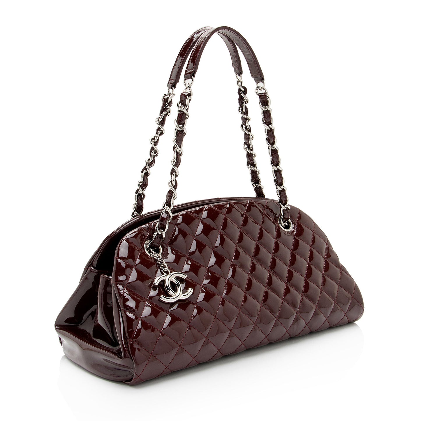 Chanel Patent Leather Just Mademoiselle Bowler Bag (SHF-HKPpy4)