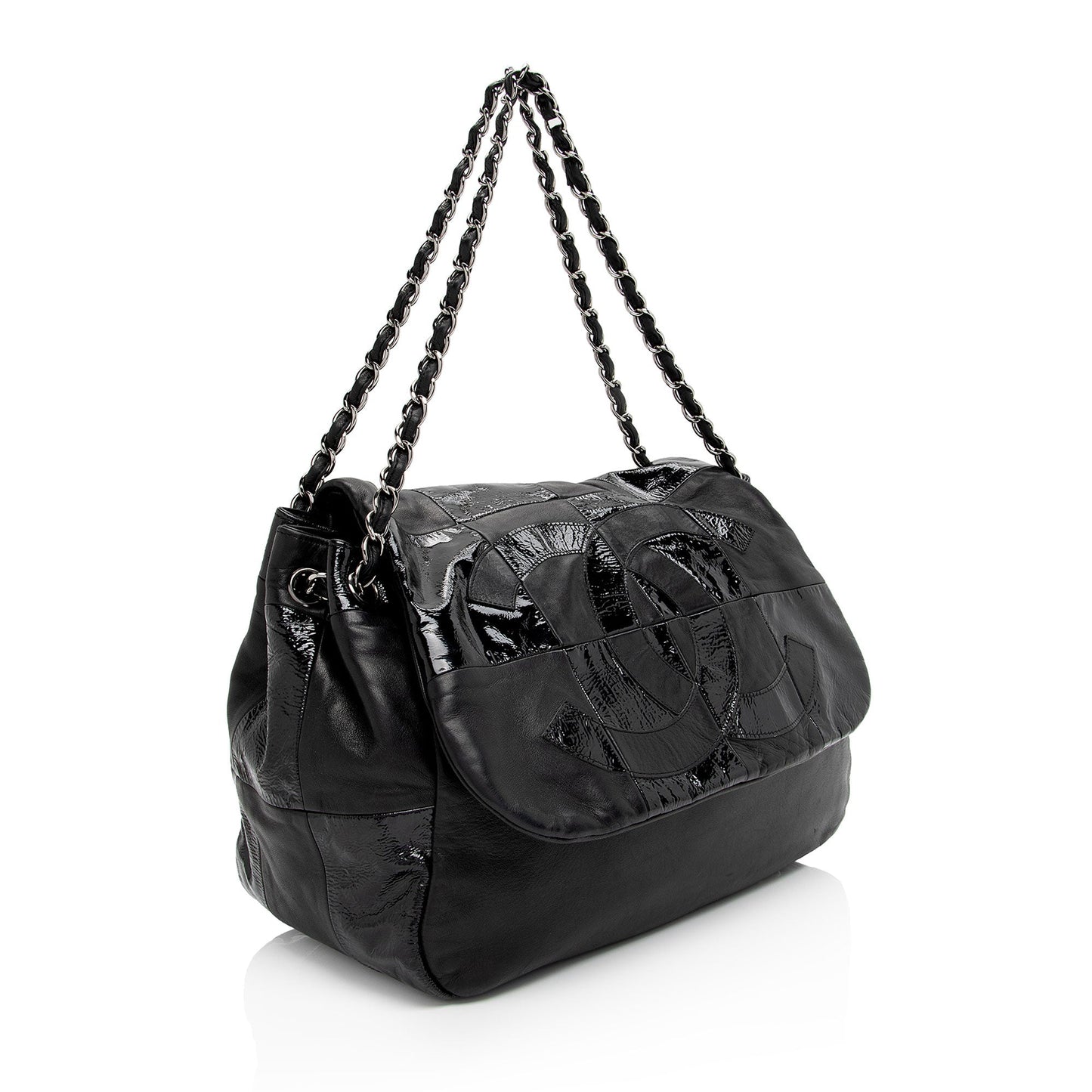 Chanel Patent Leather Lambskin Brooklyn Ligne CC Accordion Flap Bag (SHF-eIVXhx)