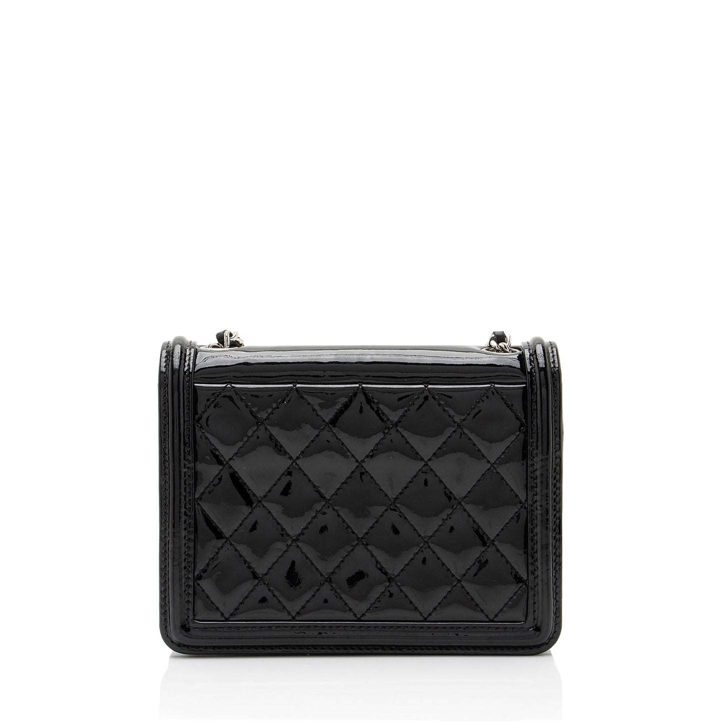 Chanel Patent Leather Striped Plexiglass Brick Boy Mini Flap Bag (SHF-0FlNDK)