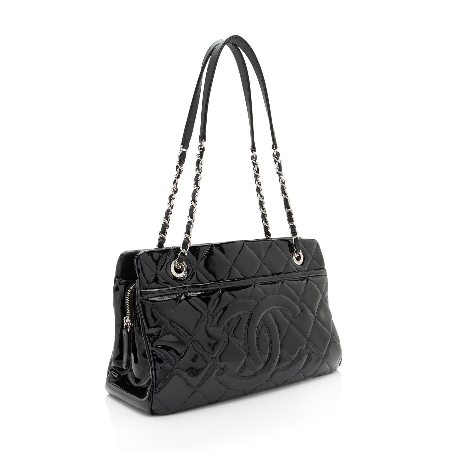 Chanel Patent Leather Timeless CC Chain Small Tote (SHF-xHTHtp)