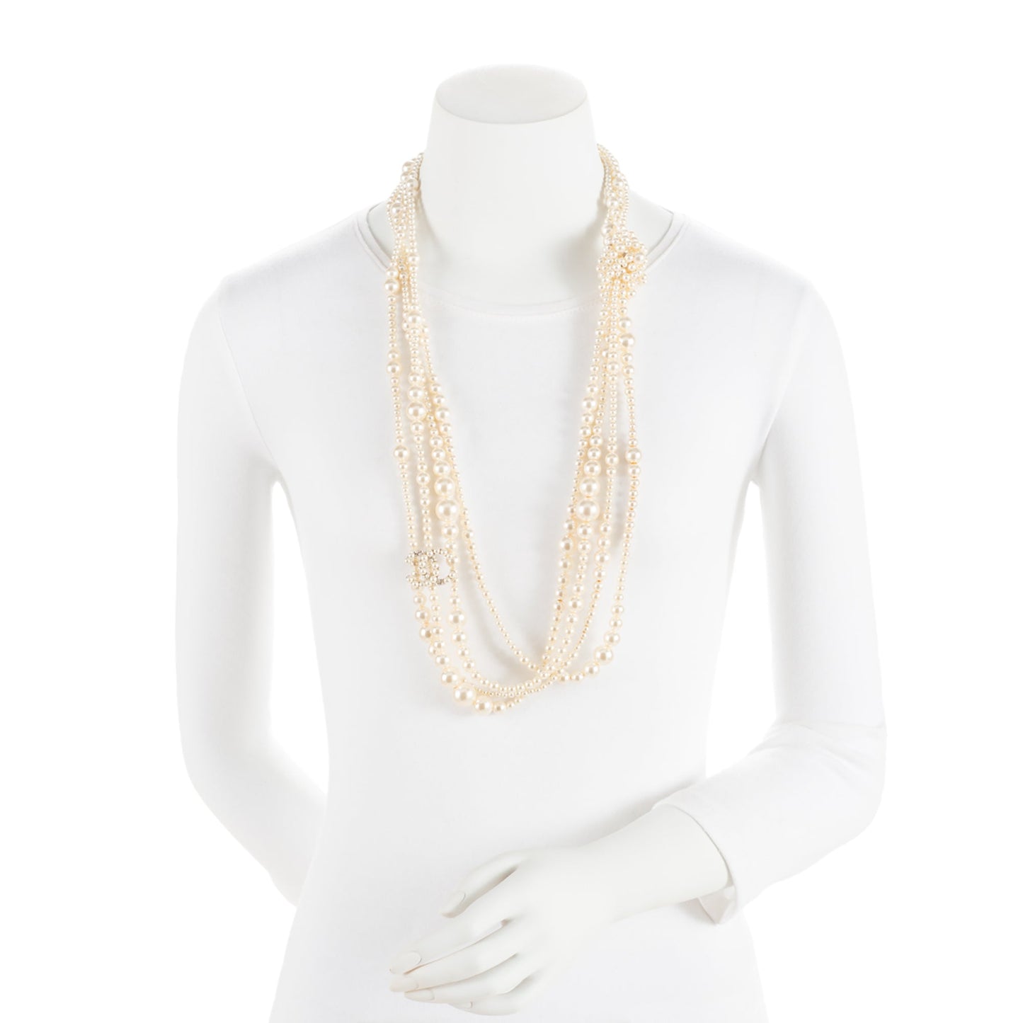 Chanel Pearl CC Multistrand Necklace (SHF-9DDFgW)