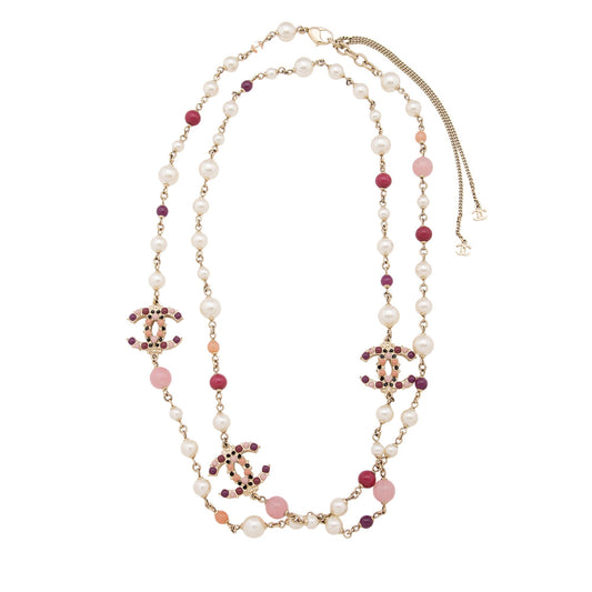 Chanel Pearl Crystal CC Long Necklace (SHF-9NkyQe)