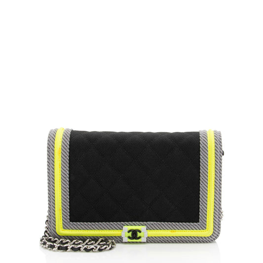 Chanel Quilted Canvas Fluo Boy Wallet on Chain (SHF-jXYUuG)