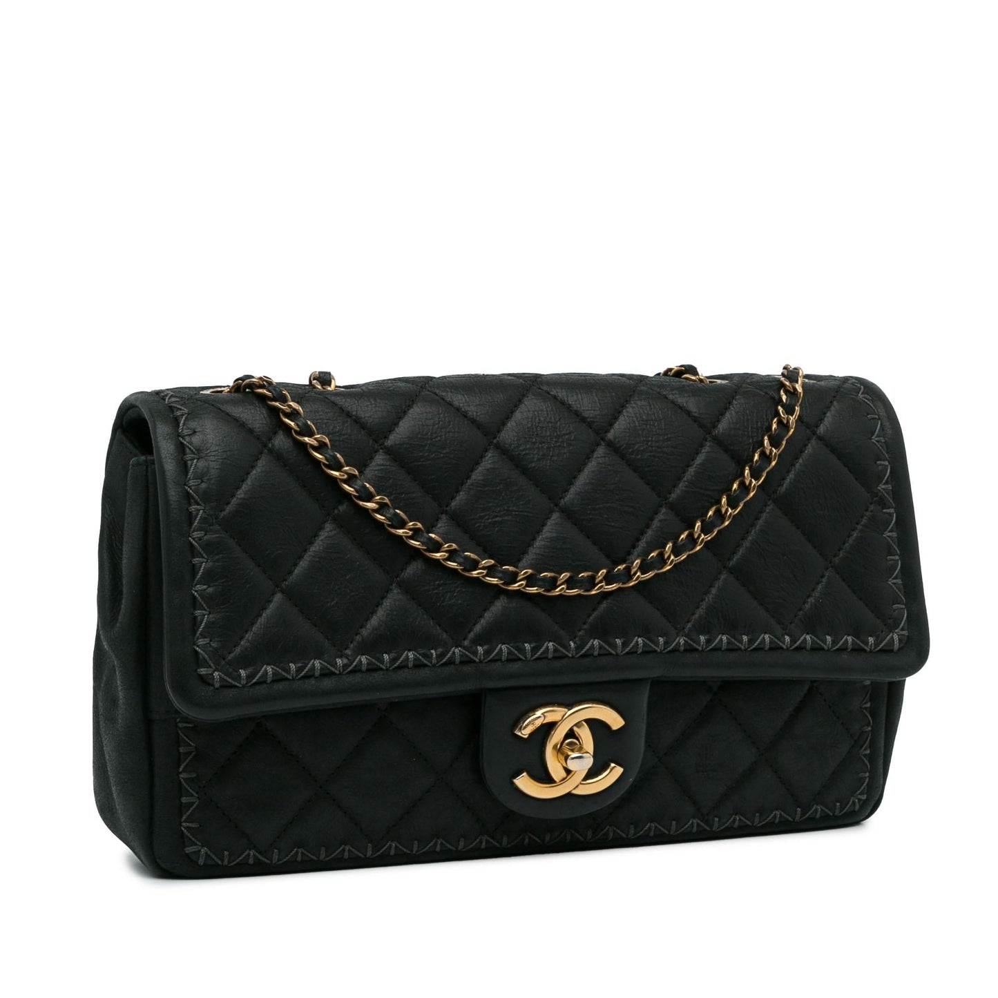 Chanel Quilted Lambskin Stitch Single Flap (SHG-usc1SB)